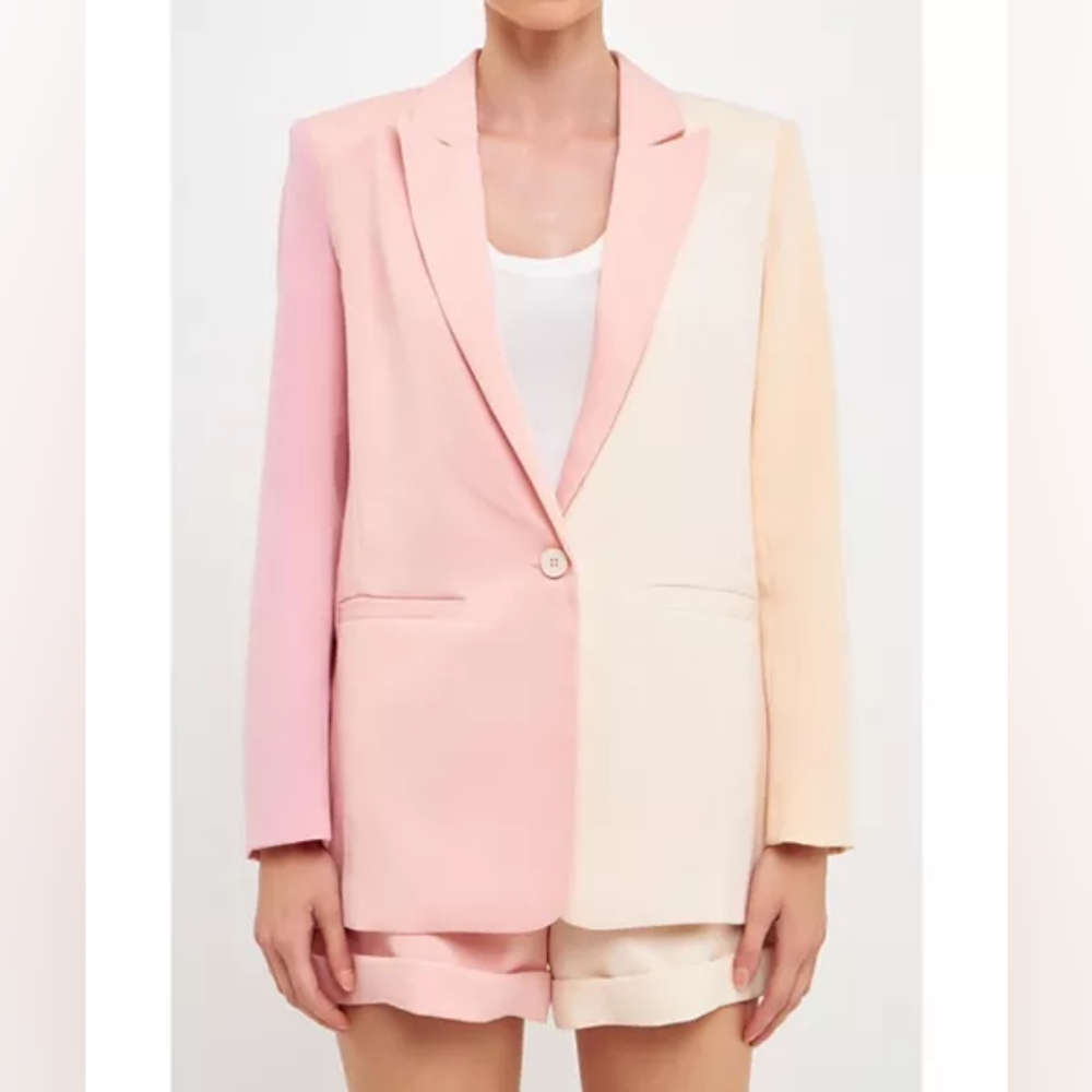NWT Endless Rose Pink Colorblock Blazer, size M